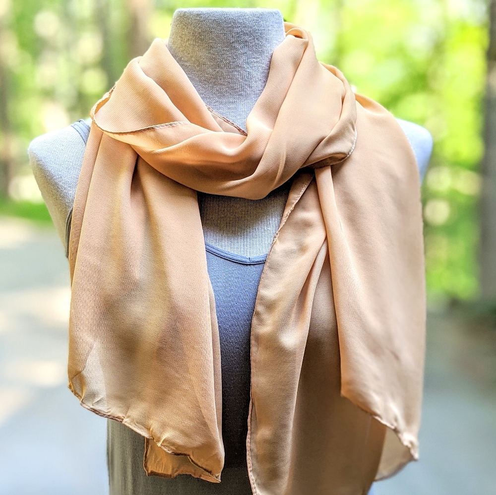 Cream Silk & Satin Scarf
